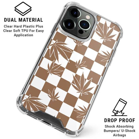 Marijuana Brown Checkered iPhone 16 Pro Clear Case